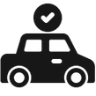 Icon Kreis mit Haken über einem Auto