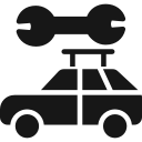 Icon Schraubenschlüssel über einem Auto