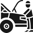 Icon Person vor Auto mit offener Motorhaube